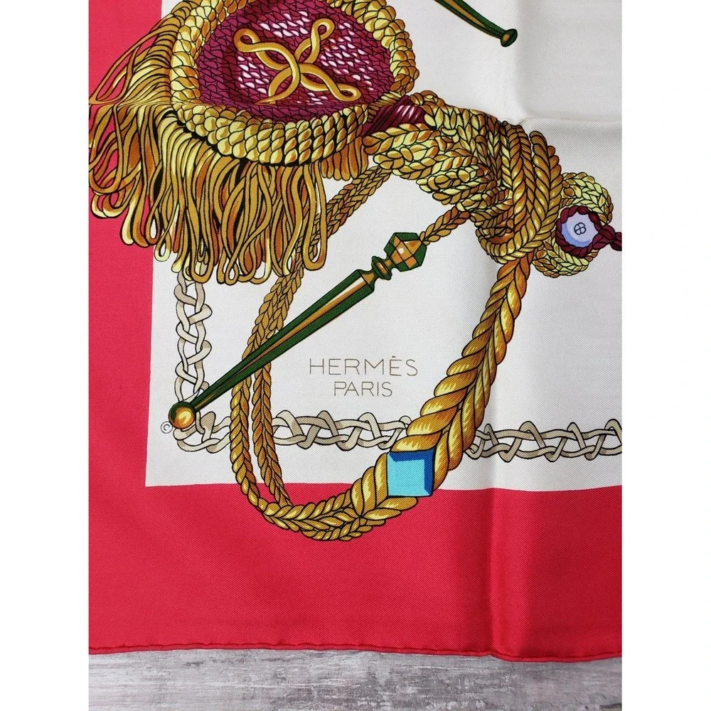 Hermès Equestrian Horse Silk Scarf Red 34x34 w/ Orange Box